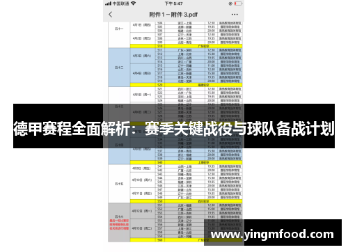 德甲赛程全面解析：赛季关键战役与球队备战计划